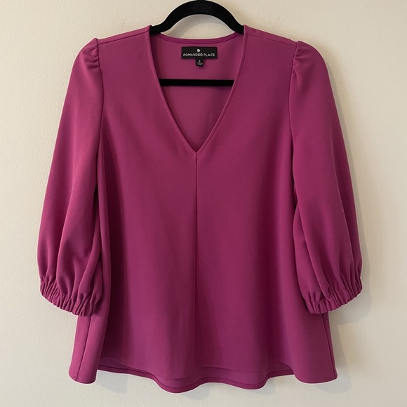 Pomander Place Tops - Tuckernuck Pomander Place Hollis Puff Sleeve V Neck Blouse Orchid Size S Career
